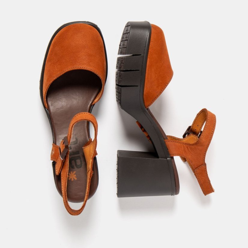 Dámské sandály na vysokém podpatku EIVISSA#1991 NOBUCK DARK ORANGE / EIVISSA