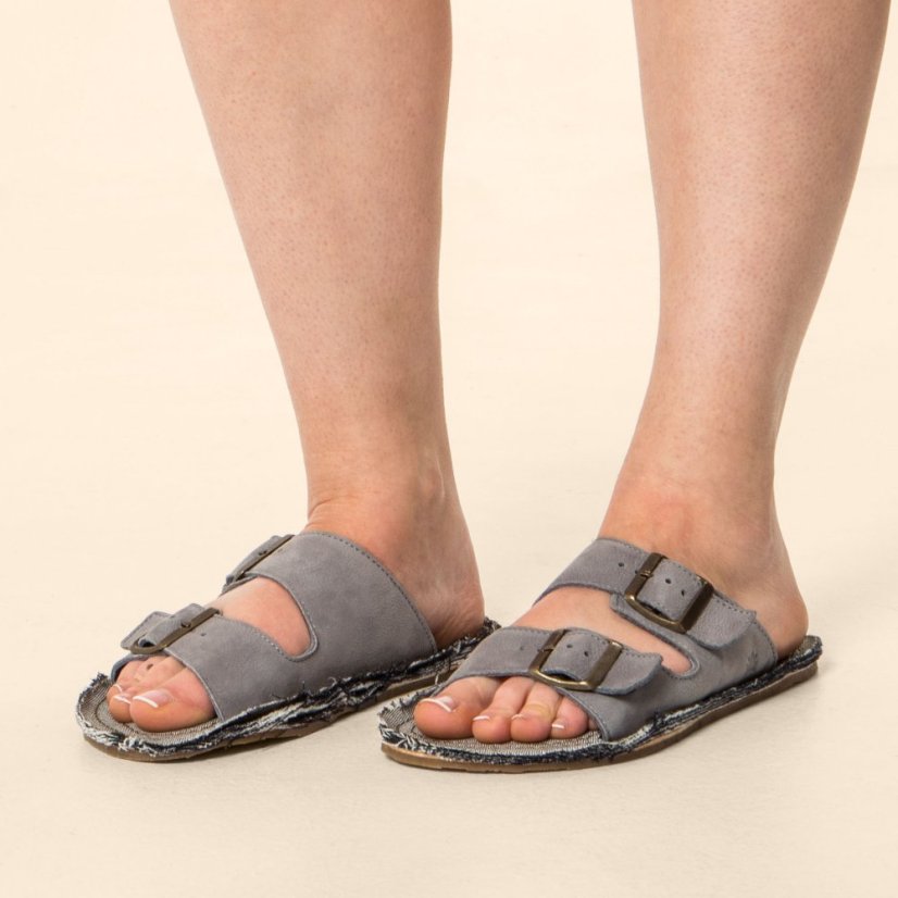 Veganské pantofle#N598 NOBUCK LAVADO DENIM/ RECYCLUS UNISEX