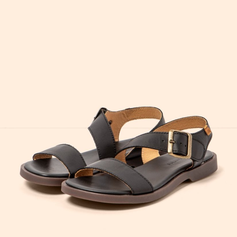 Dámské kožené sandály ARENISCA#N5887 SOFT NAPPA BLACK/ ARENISCA
