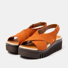 Dámské sandály na platformě BRIGHTON#1574 NOBUCK D.ORANGE-BROWN/BRIGHTON
