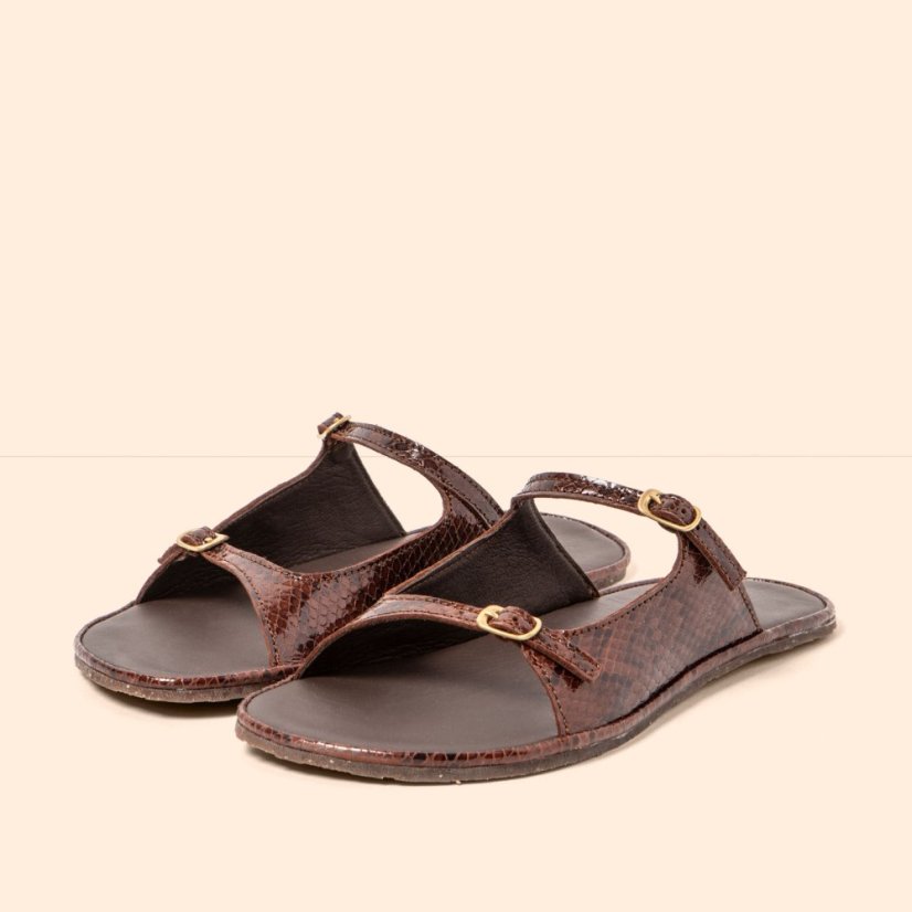 Dámské barefoot pantofle BARE#N5684 SNAKE CHOCOLATE/ BARE SANDALS