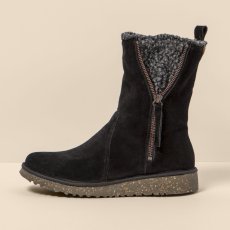 Polokozačky s kožíškem#N5633 SILK SUEDE BLACK / FELSEN