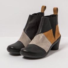 Kotníkové boty s podpatkem#1453 MULTI LEATHER BLACK-TOFFEE/ ALFAMA