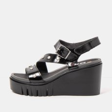 Dámské sandály na klínku CATANIA#2080S NAPPA SHINNY BLACK/ CATANIA