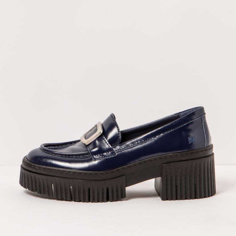 Mokasíny na podpadku#1372 NAPPA SHINNY NAVY/YORK