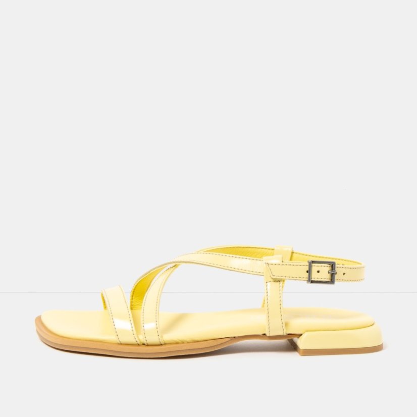 Dámské elegantní sandály BERGAMO#2001 NAPPA SHINNY PALE YELLOW / BERGAMO