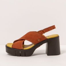 Dámské sandály na vysokém podpatku EIVISSA#1990 NOBUCK DARK ORANGE / EIVISSA
