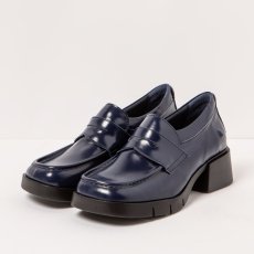 Dámské mokasíny na podpatku VARSOVIA#1283 NAPPA SHINNY NAVY / VARSOVIA