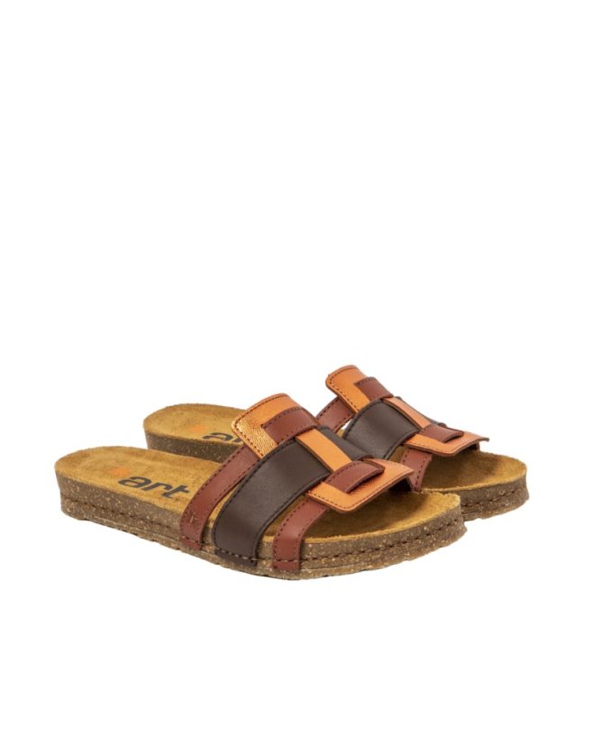 Dámské pantofle CRETA#0259 NAPPA MULTI BROWN