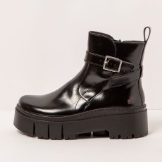 Kotníčkové boty na platformě#1795 NAPPA SHINNY BLACK / LEEDS