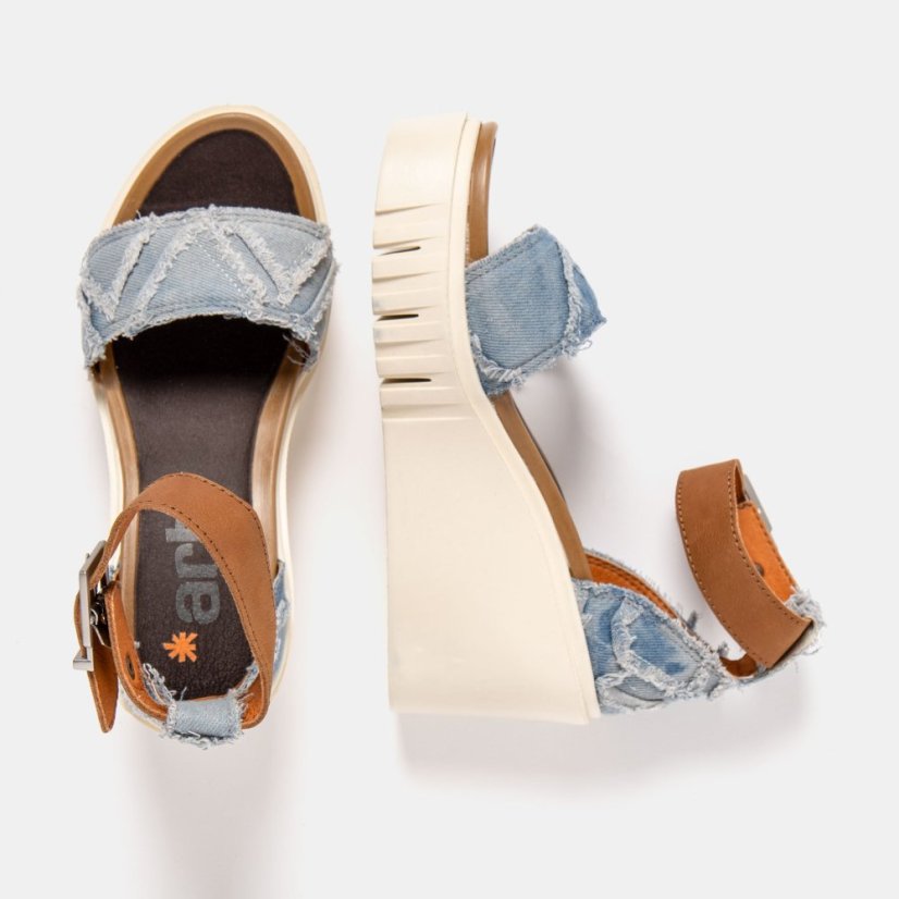Dámské riflové sandály na klínku CATANIA#2085S JEANS DENIM-CUERO/ CATANIA