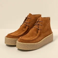Dámske členkové topánky na platforme Dolmen Suede Toffee