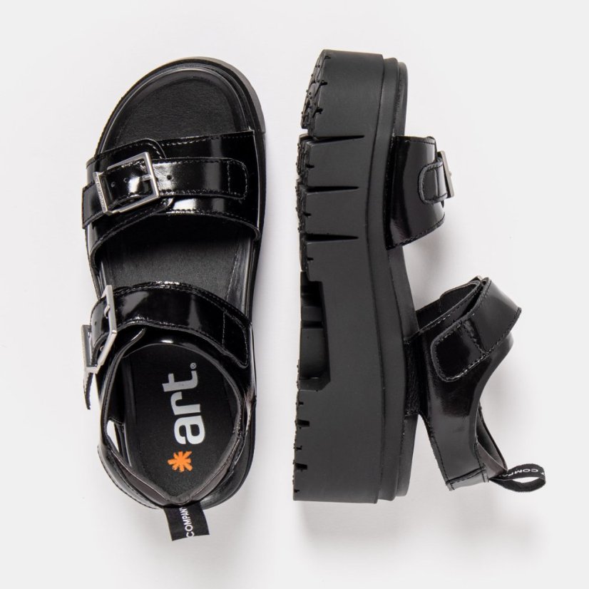 Dámské sandály na platformě LEEDS#2041 NAPPA SHINNY BLACK / LEEDS