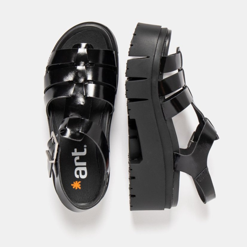 Dámské sandály na platformě LEEDS#2042 NAPPA SHINNY BLACK / LEEDS