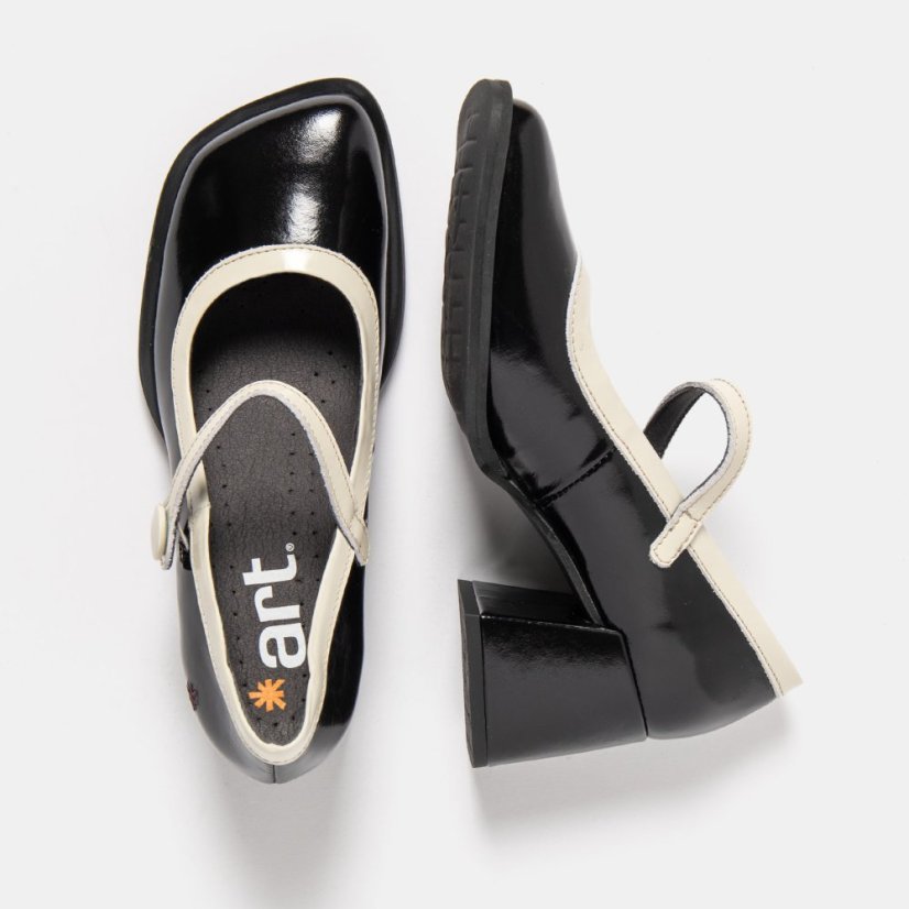 Dámské Mary Jane VERONA#1709 NAPPA SHINNY BLACK-CREAM / VERONA
