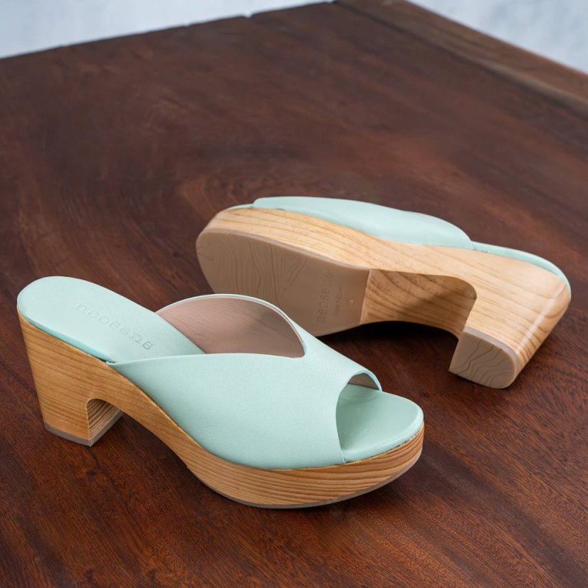 Elegantní dámské pantofle#S3274 NAPPA PASTEL GREEN/ ST.LAURENT SANDAL