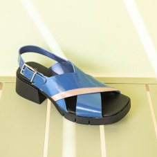 Dámské sandály na podpatku VARSOVIA#2063 NAPPA SHINNY BLACK / VARSOVIA