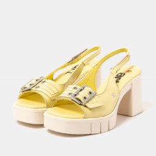 Dámské sandály na vysokém podpatku EIVISSA#1994 SHINNY PALE YELLOW/ EIVISSA