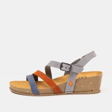 Dámské sandály na klínku I LIVE#1930 MULTI DENIM-DARK ORANGE/ I LIVE