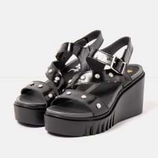 Dámské sandály na klínku CATANIA#2080S NAPPA SHINNY BLACK/ CATANIA