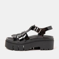 Dámské sandály na platformě LEEDS#2042 NAPPA SHINNY BLACK / LEEDS