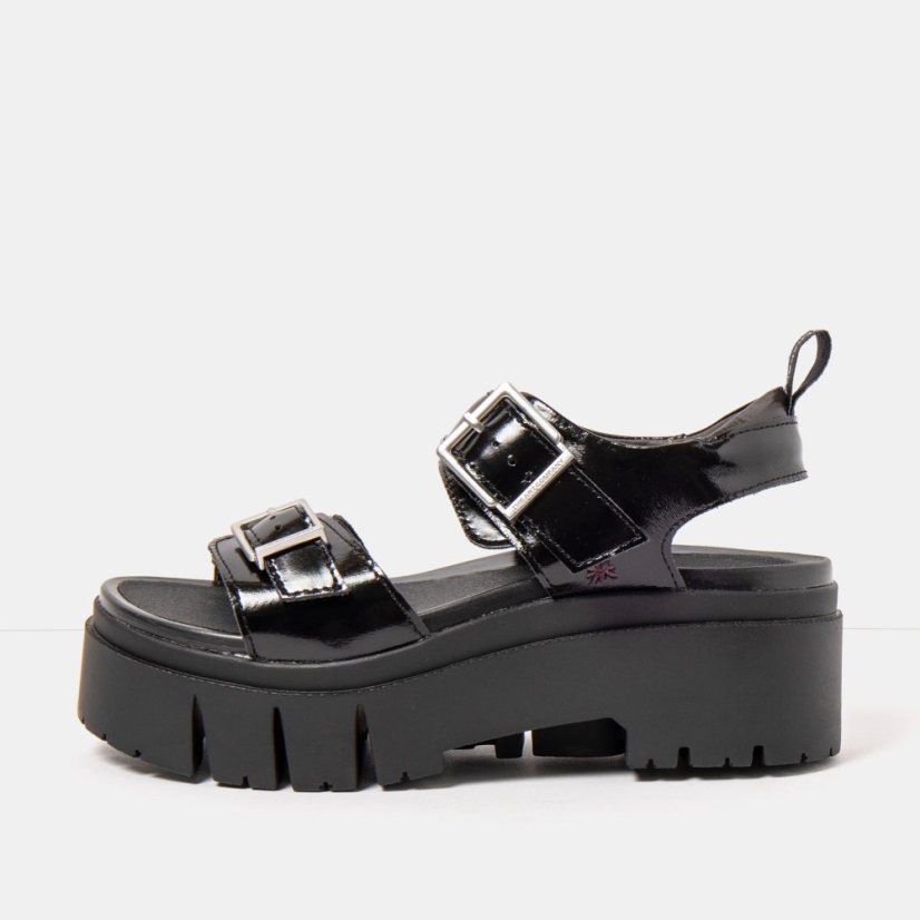 Dámské sandály na platformě LEEDS#2041 NAPPA SHINNY BLACK / LEEDS
