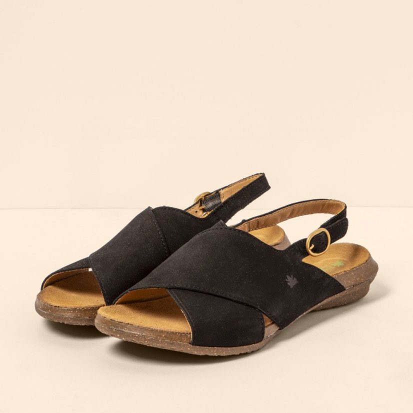 Dámské pantofle WAKATAUA#N5558 NOBUCK LAVADO BLACK / WAKATAUA