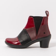 Kotníkové boty s podpatkem#1453 MULTI LEATHER RED-BLACK/ ALFAMA