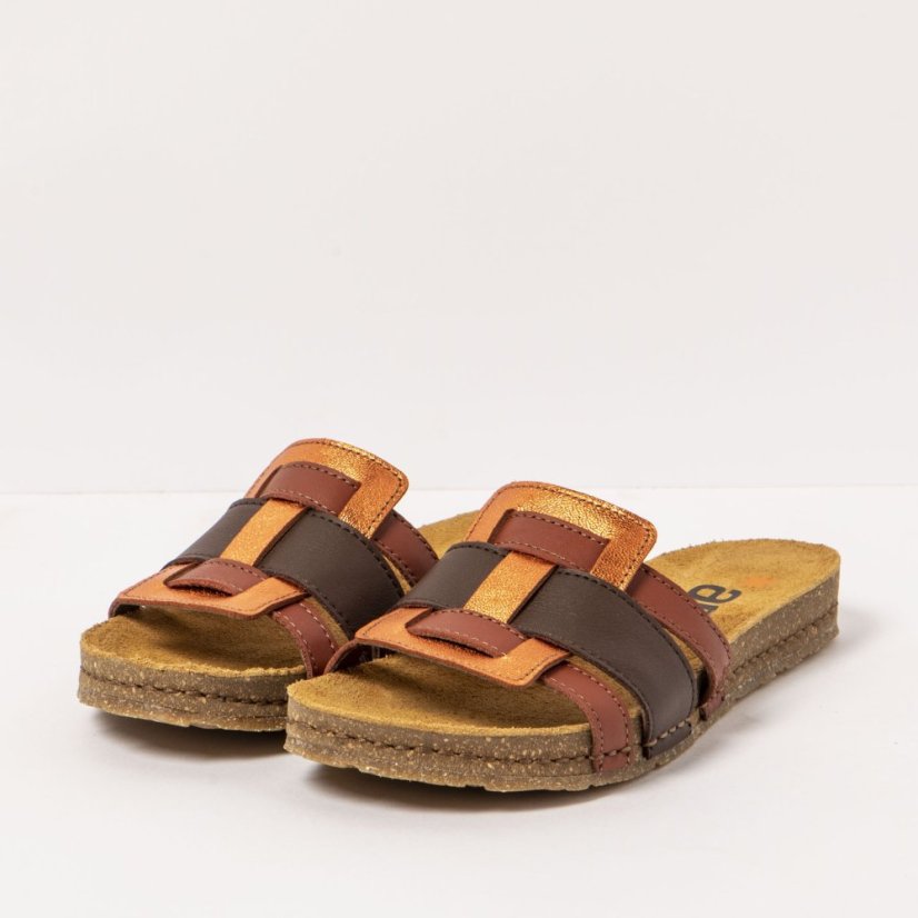 Dámské pantofle CRETA#0259 NAPPA MULTI BROWN