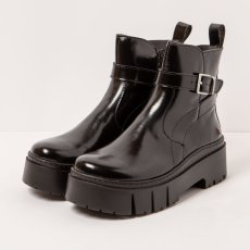 Kotníčkové boty na platformě#1795 NAPPA SHINNY BLACK / LEEDS