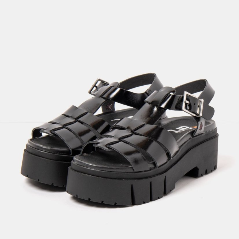 Dámské sandály na platformě LEEDS#2042 NAPPA SHINNY BLACK / LEEDS