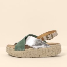 Sandály na platformě#N5972 MULTI LEATHER JADE-SILVER / SHINRIN