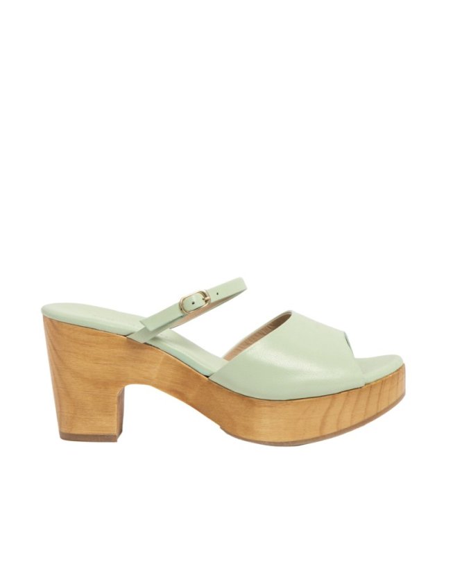 Designové dámské pantofle#S3273 NAPPA PASTEL GREEN/ ST.LAURENT SANDAL