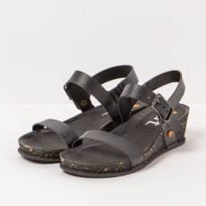 Designové sandály na klínku#1940F METALIZADO BLACK/ I IMAGINE