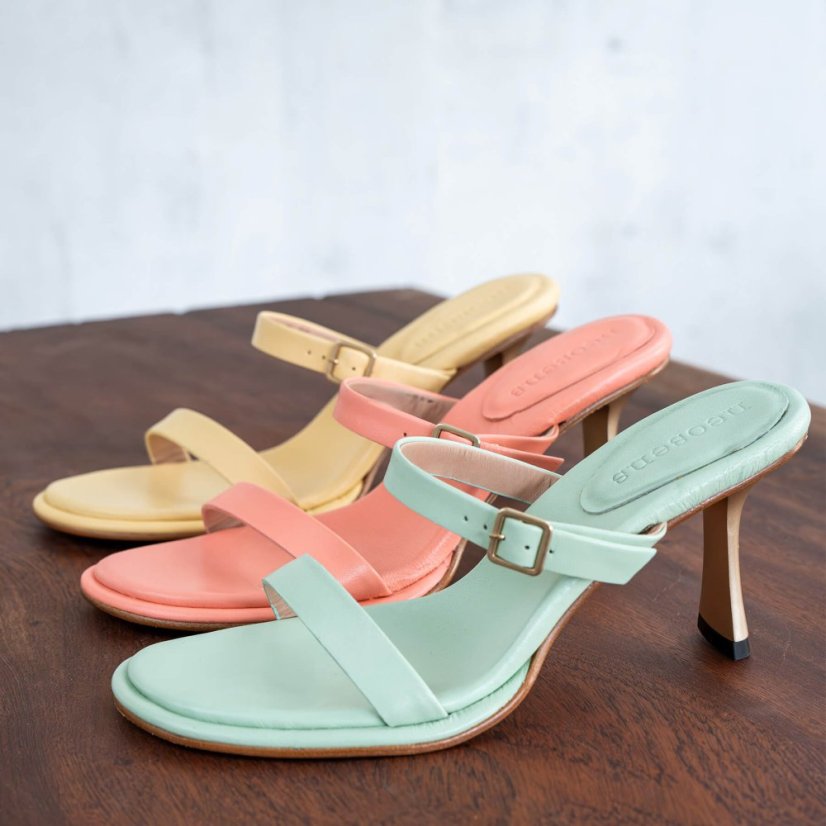 Elegantní pantofle na podpatku#S3194 NAPPA SUN LIGHT/ ALBANA