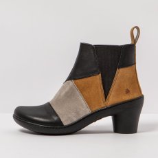 Kotníkové boty s podpatkem#1453 MULTI LEATHER BLACK-TOFFEE/ ALFAMA