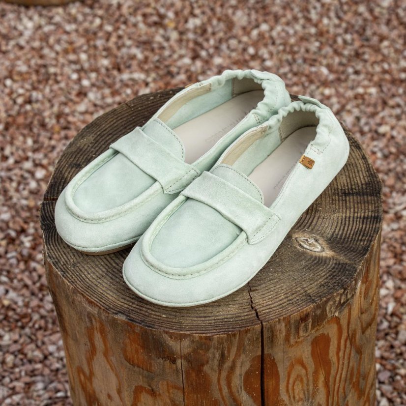 Barefoot mokasíny sandály ESSENCE#N5822S SILK SUEDE MENTA/ ESSENCE