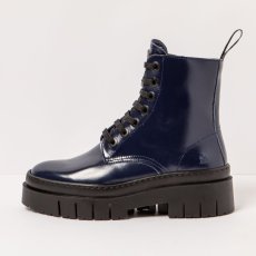 Kotníkové boty na tkaničky#1953 NAPPA SHINNY NAVY/AMBERES
