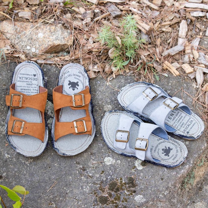 Veganské pantofle#N598 NOBUCK LAVADO DENIM/ RECYCLUS UNISEX