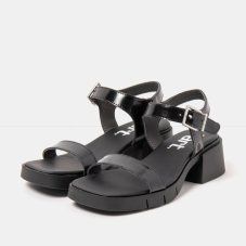 Dámské sandály na podpatku VARSOVIA#2060 NAPPA SHINNY BLACK / VARSOVIA