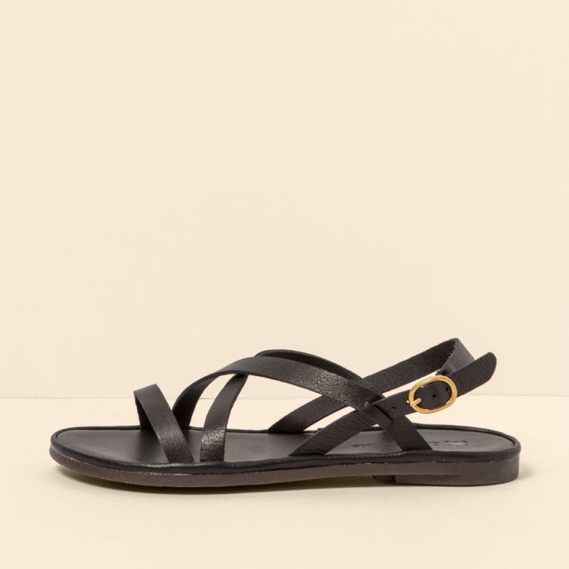 Dámské kožené sandály#N5694 SOFT NAPPA BLACK / TULIP