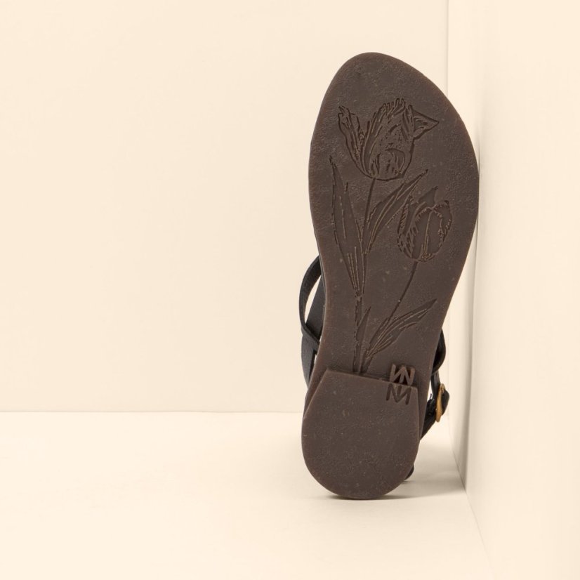 Dámské kožené sandály#N5694 SOFT NAPPA BLACK / TULIP
