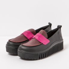 Dámské mokasíny#1530S NAPPA BLACK-FUXIA/BRIGHTON