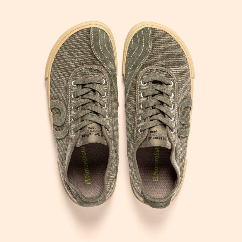 Barefoot plátěné tenisky TEKO#N5953 WASHED COTTON KAKI/TEKO