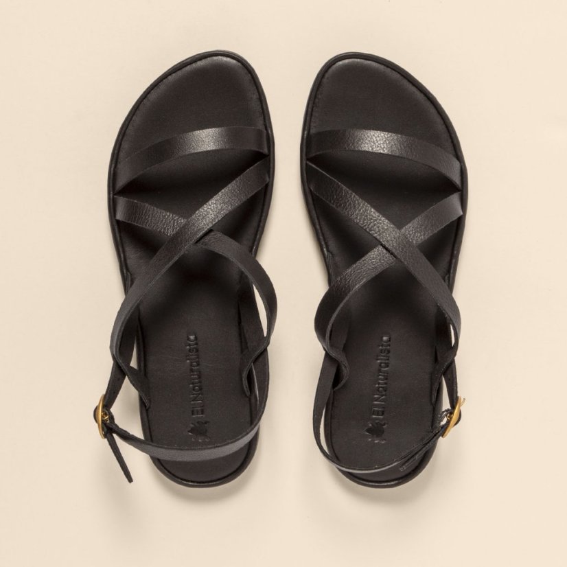 Dámské kožené sandály#N5694 SOFT NAPPA BLACK / TULIP
