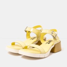 Dámské sandály na podpatku VARSOVIA#2060 NAPPA SHINNY PALE YELLOW / VARSOVIA