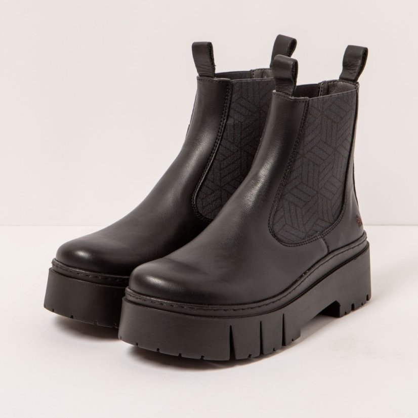 Kotníkové boty na platformě#1766 NAPPA BLACK / LEEDS
