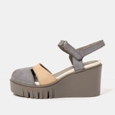 Dámské sandály na klínku CATANIA#2083 NOBUCK DENIM-CREAM/ CATANIA