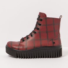 Kotníkové boty#1513F FANTASY RED TARTAN/BRIGHTON