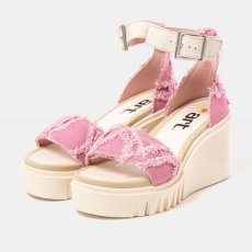 Dámské riflové sandály na klínku CATANIA#2085S JEANS PINK-CREAM/ CATANIA